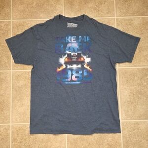 Back To The Future Take Me Back 1985 DeLorean Graphic Tee XL